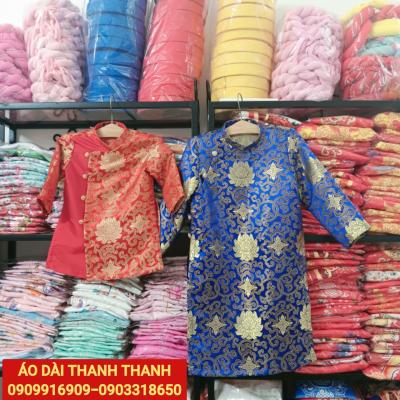 ÁO DÀI BÉ TRAI GẤM HOA SEN